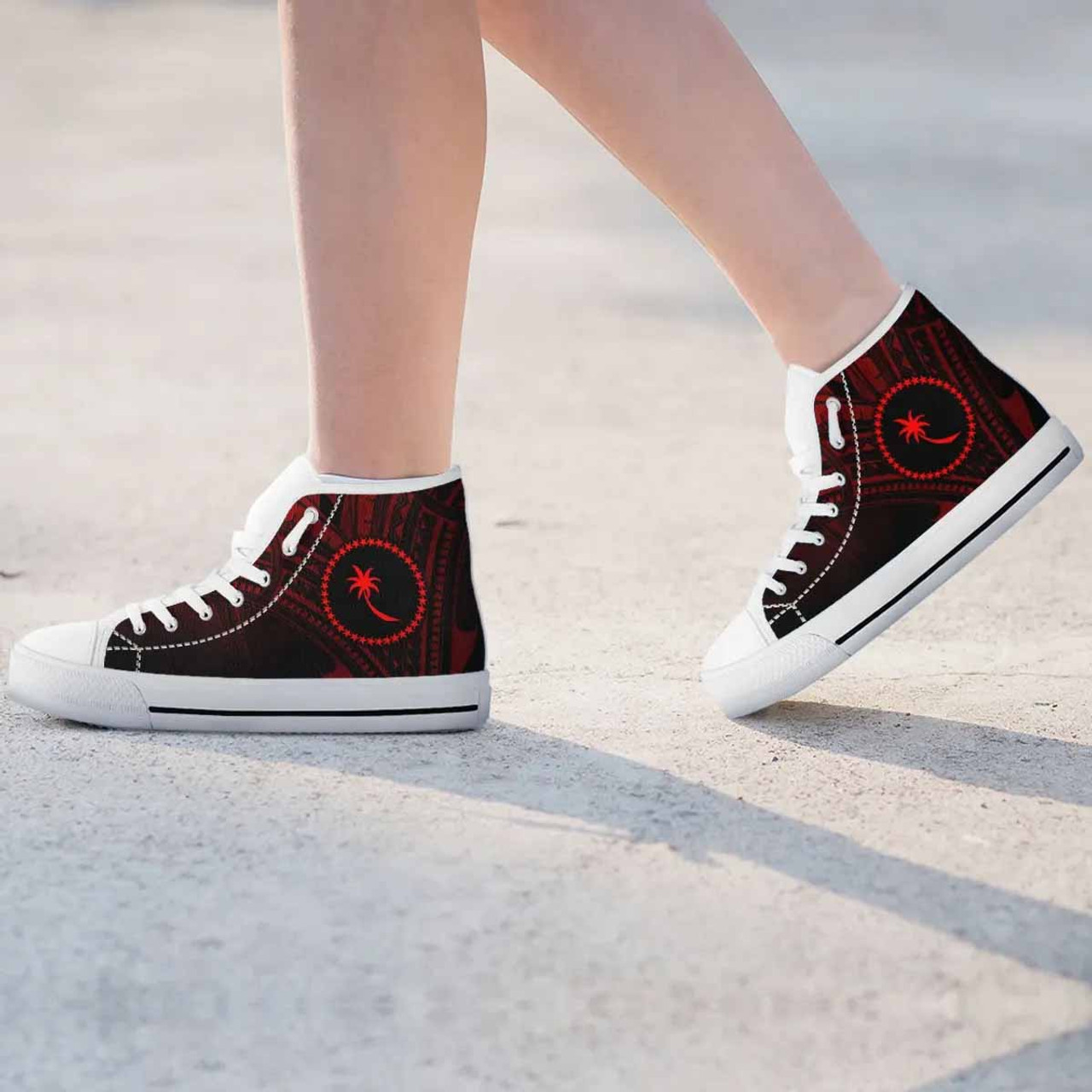 Chuuk State High Top Shoes - Cross Style Red Color 9