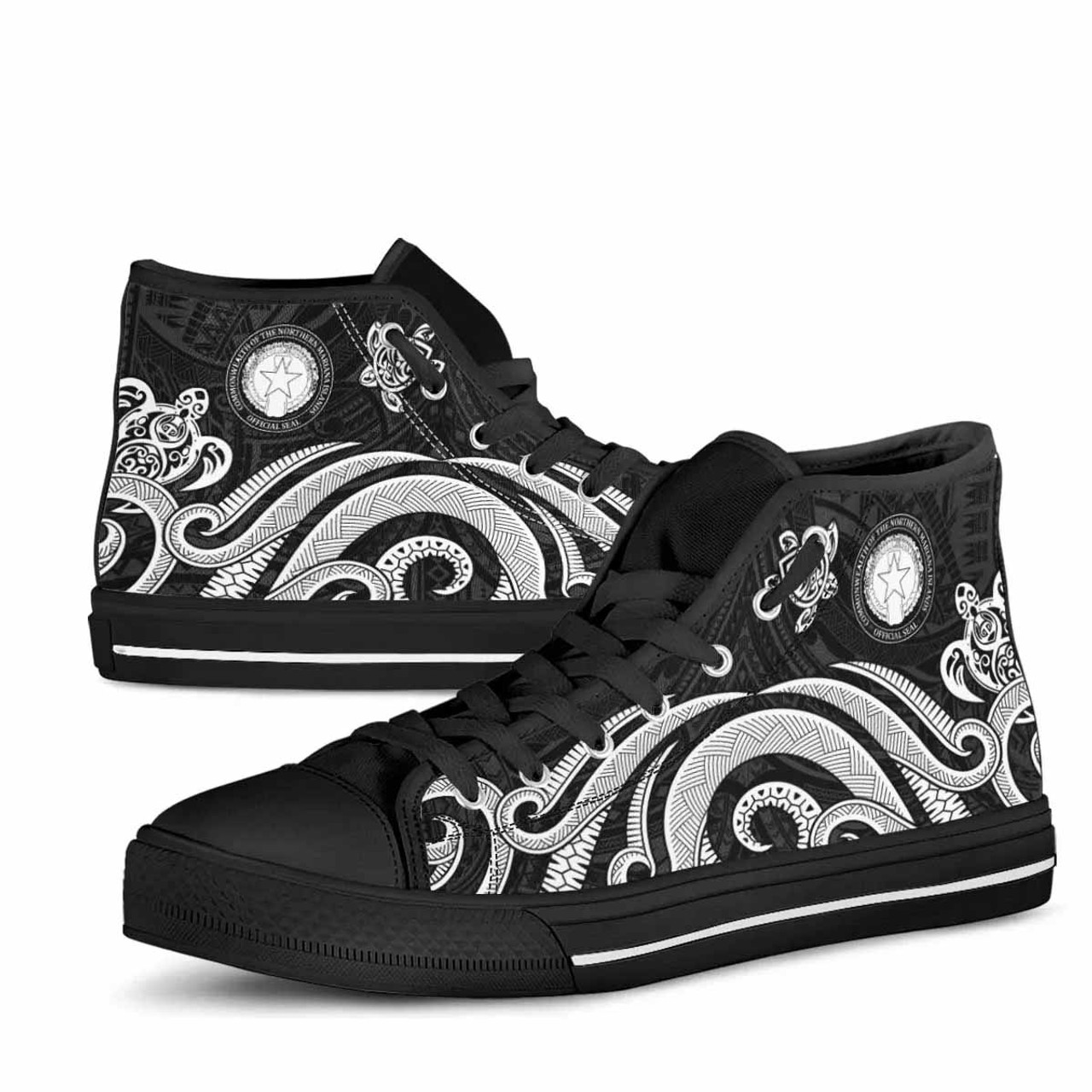 Northern Mariana Islands High Top Shoes - White Tentacle Turtle 2