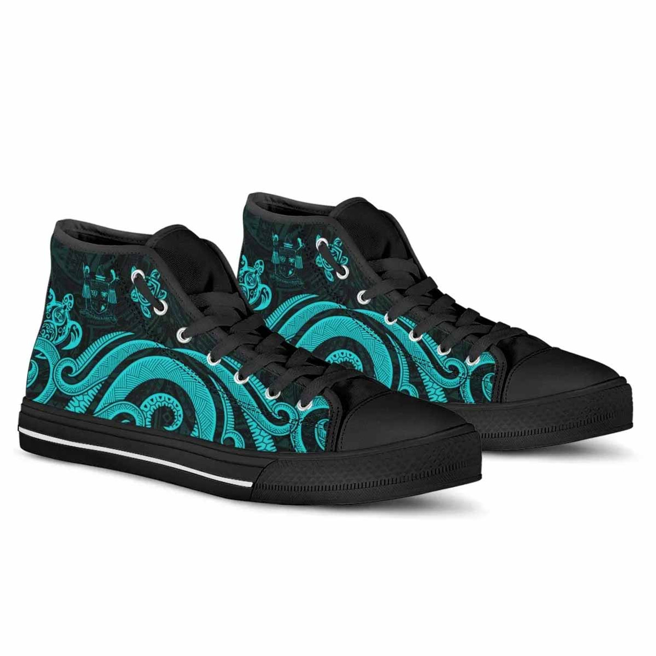 Fiji High Top Shoes - Turquoise Tentacle Turtle Crest 2