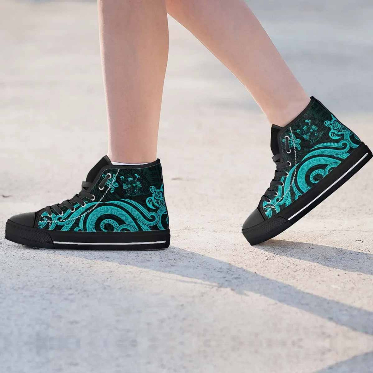 Fiji High Top Shoes - Turquoise Tentacle Turtle Crest 5