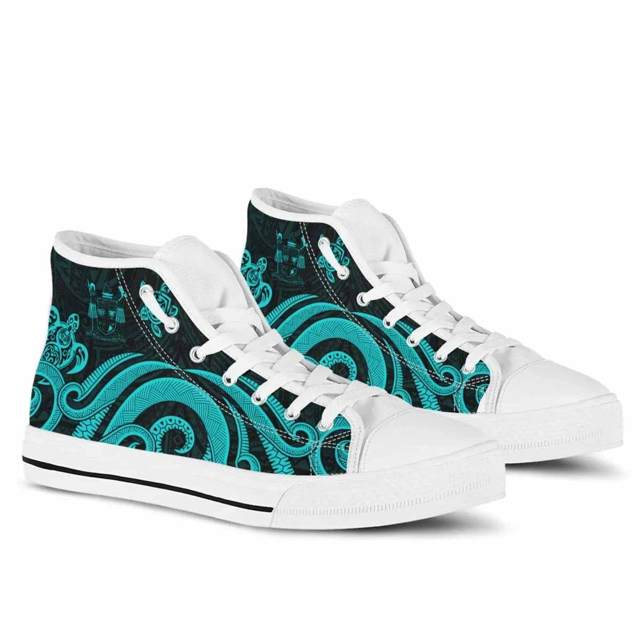 Fiji High Top Shoes - Turquoise Tentacle Turtle Crest 6