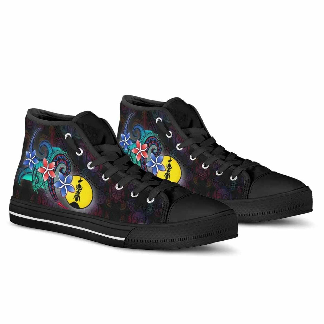 New Caledonia High Top Shoes - Plumeria Flowers Style 4