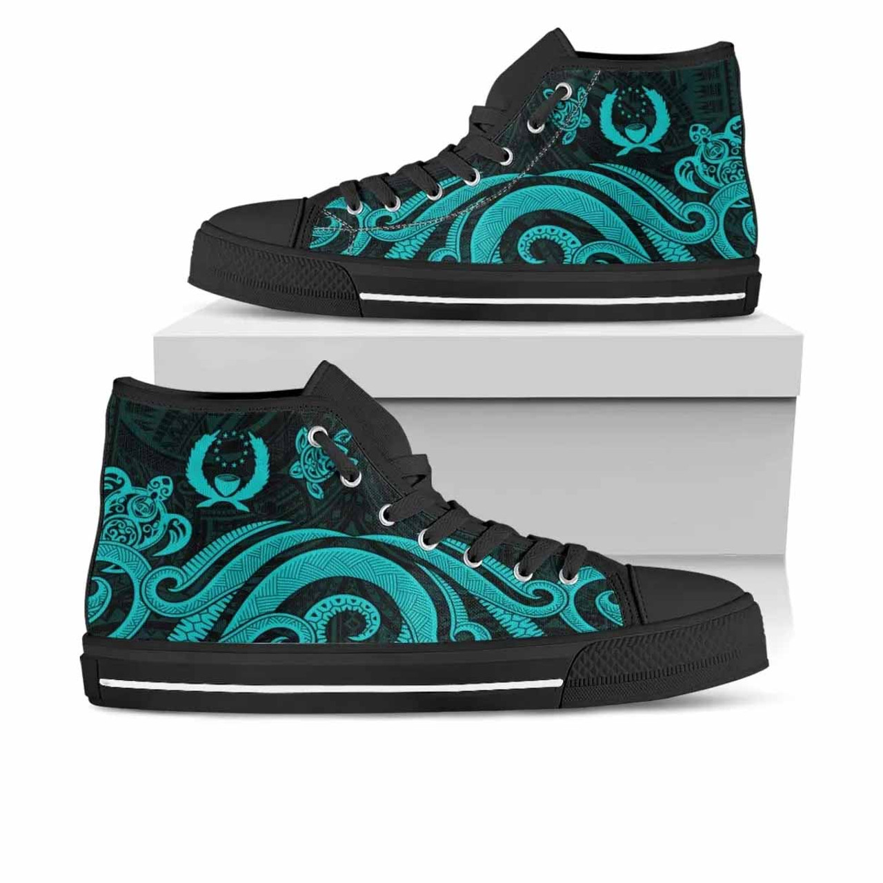 Pohnpei High Top Shoes - Turquoise Tentacle Turtle 1