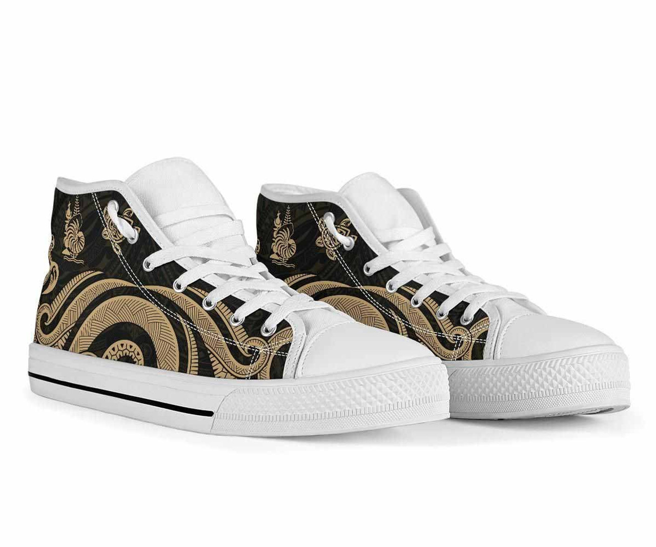 New Caledonia High Top Canvas Shoes - Gold Tentacle Turtle 7