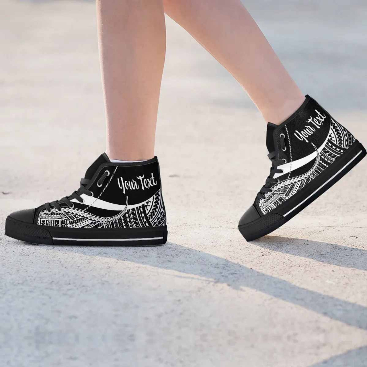 Wallis And Futuna Custom Personalised High Top Shoes White - Polynesian Tentacle Tribal Pattern 3