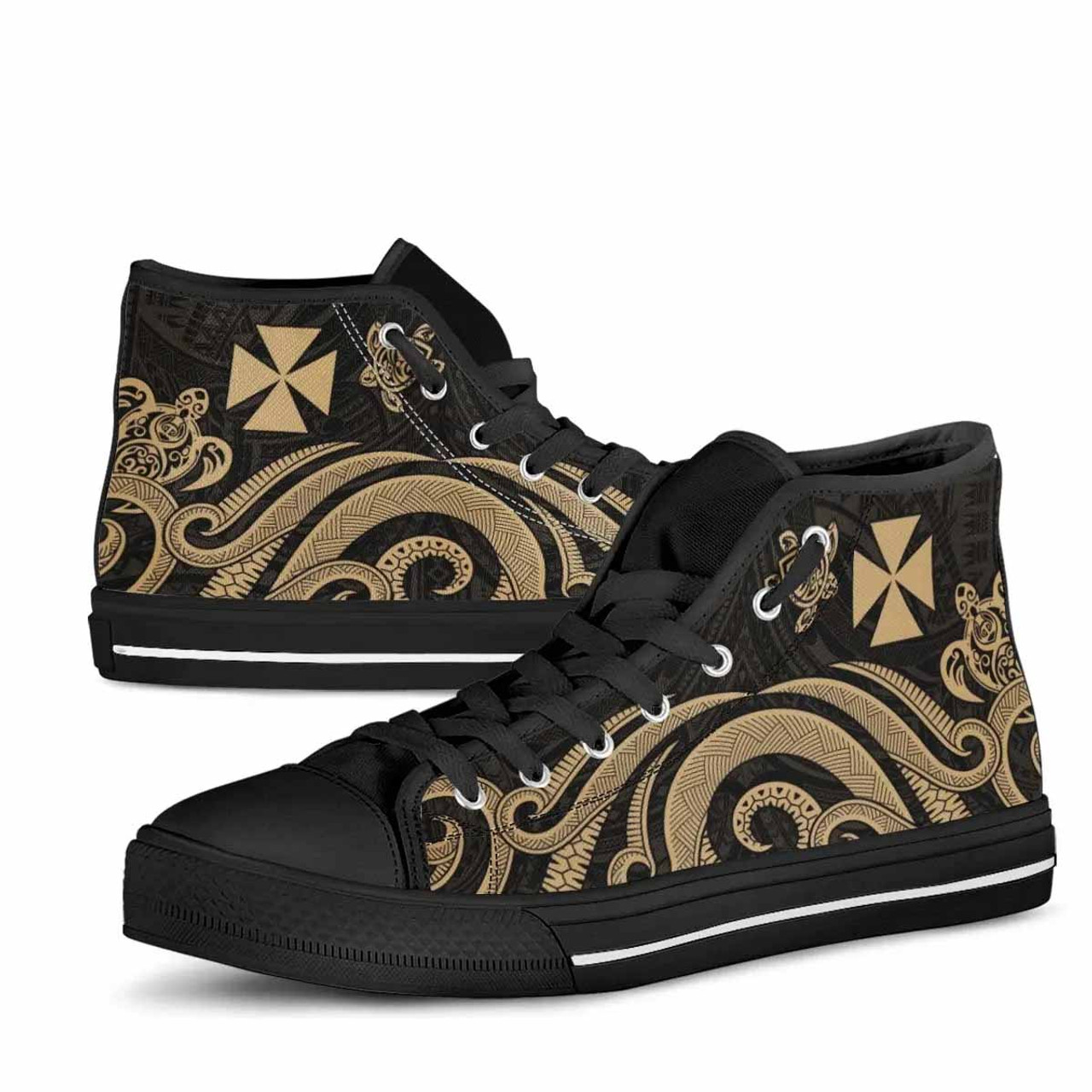 Wallis and Futuna High Top Shoes - Gold Tentacle Turtle 5