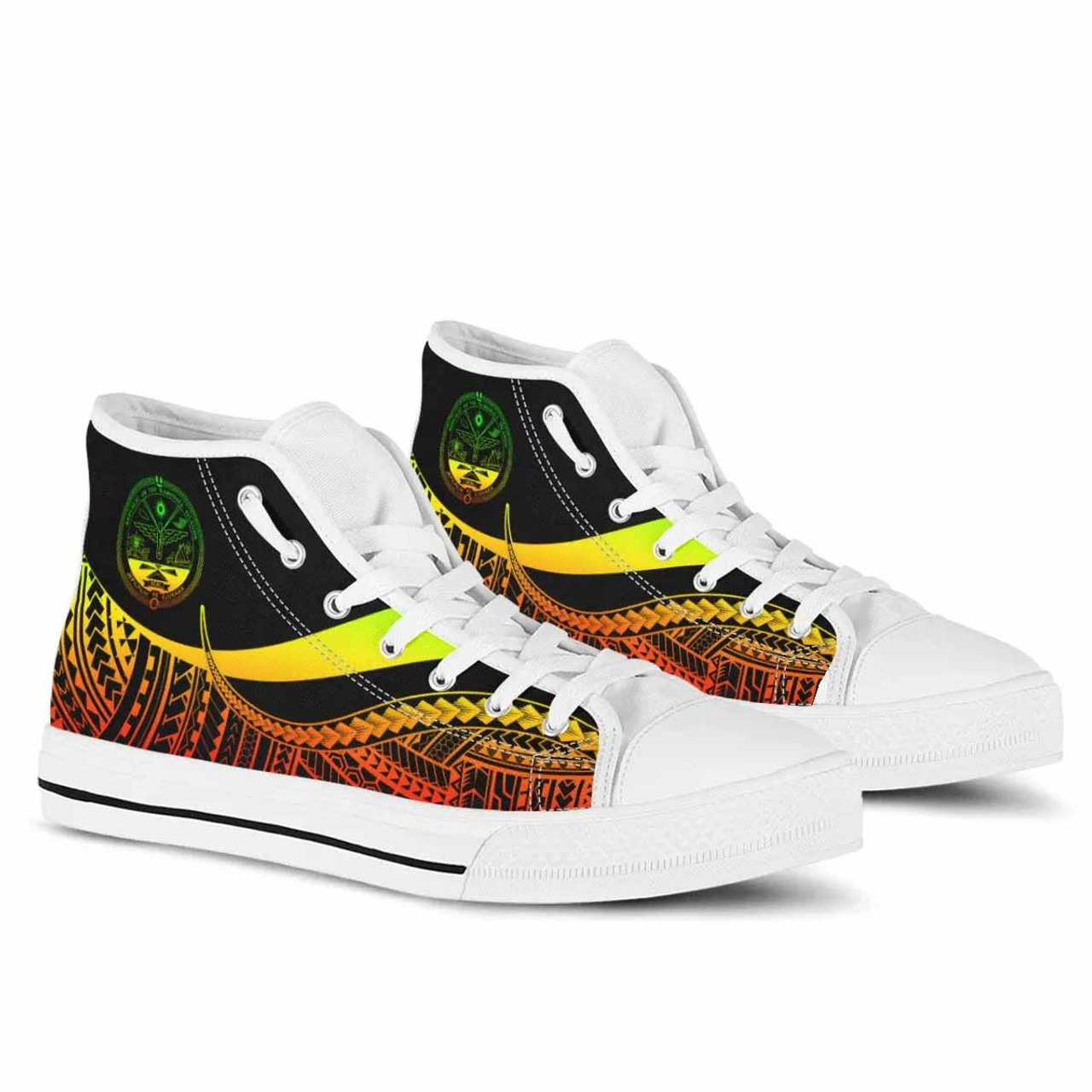Marshall Islands High Top Shoes Reggae - Polynesian Tentacle Tribal Pattern Crest 6