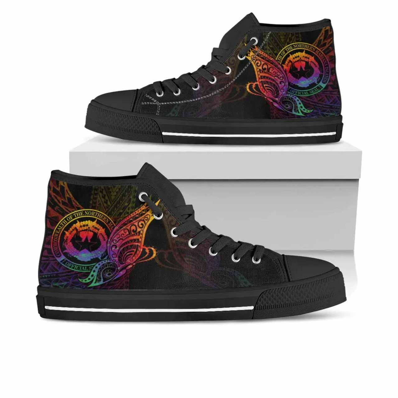 Northern Mariana Islands High Top Shoes - Butterfly Polynesian Style 1