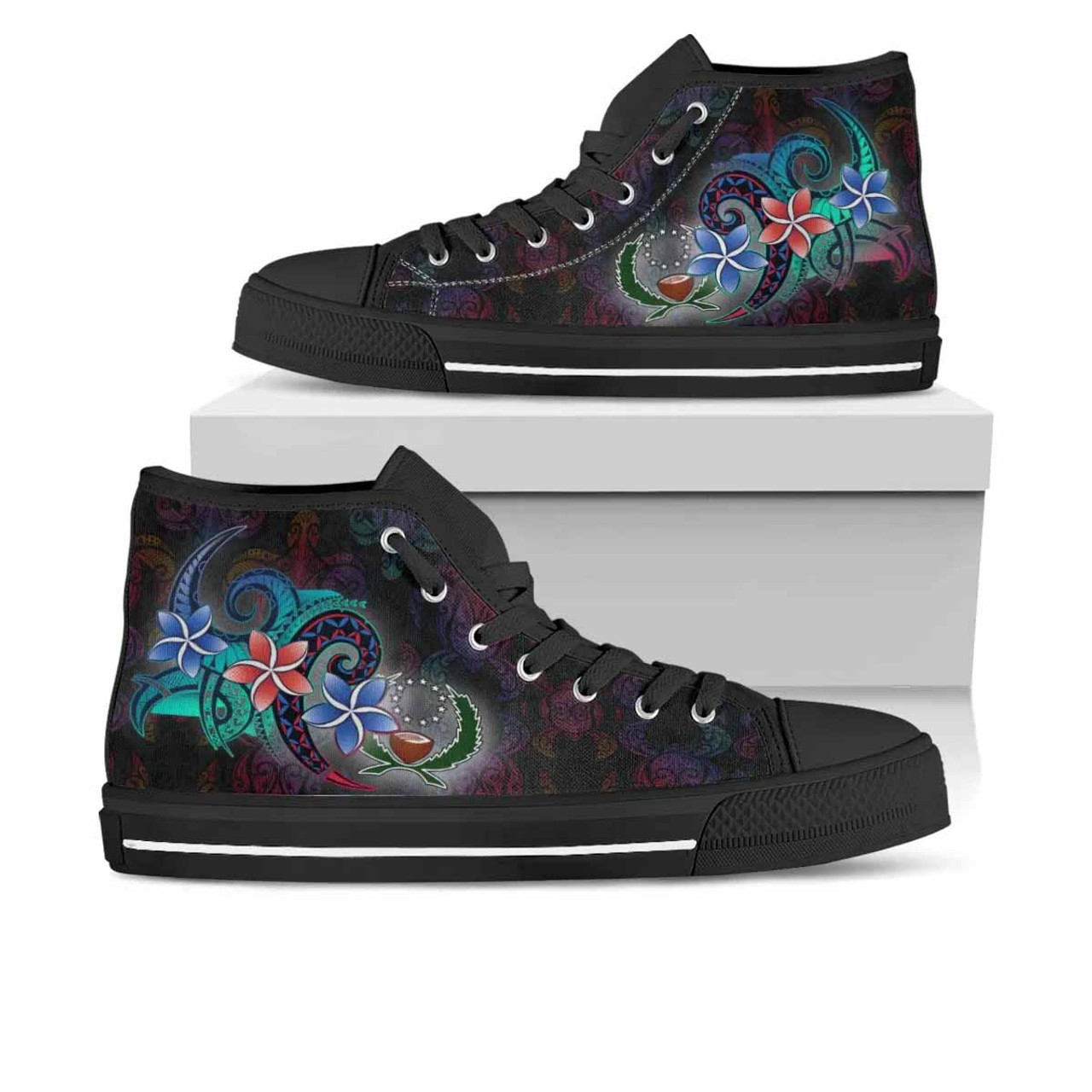 Pohnpei High Top Shoes - Plumeria Flowers Style 1