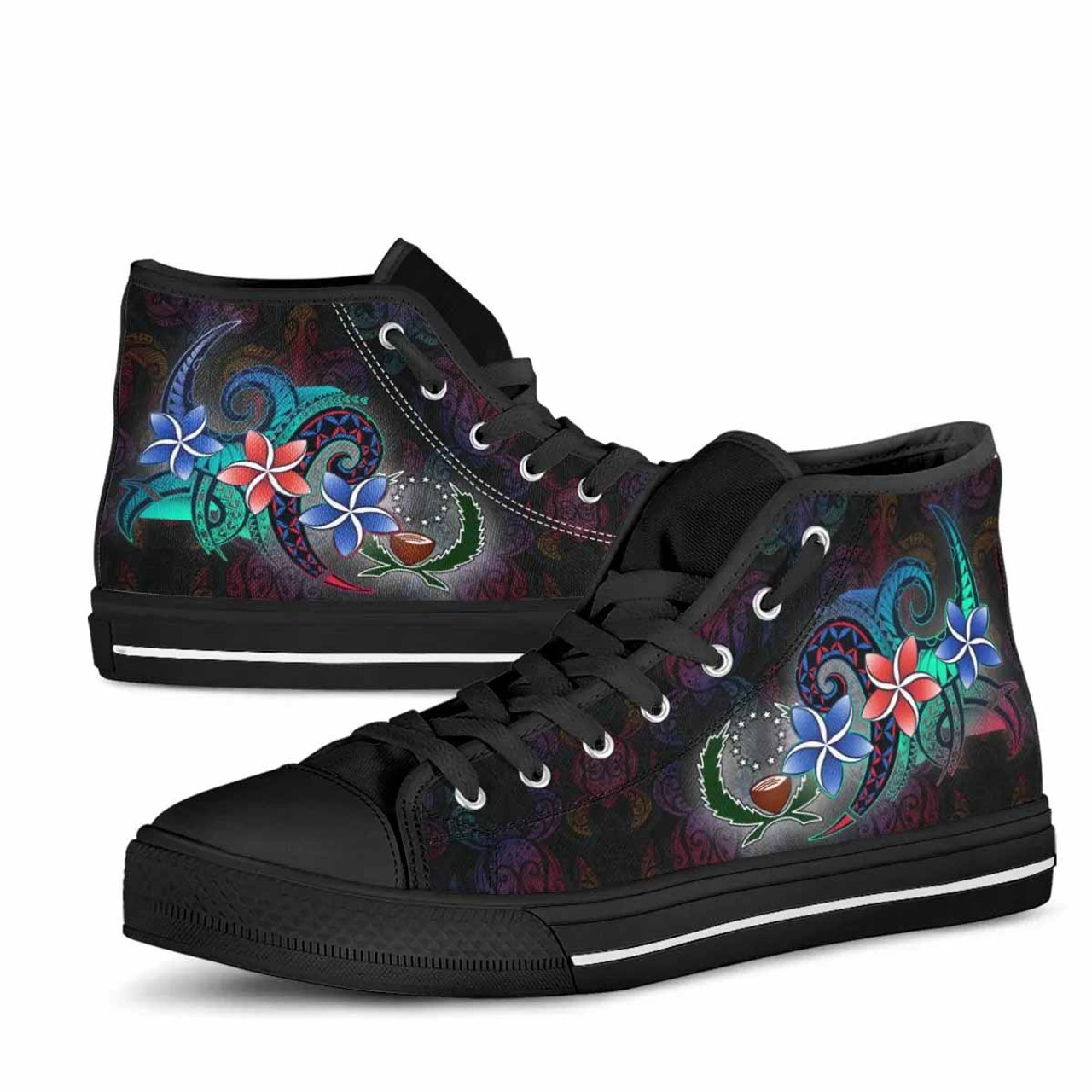 Pohnpei High Top Shoes - Plumeria Flowers Style 5