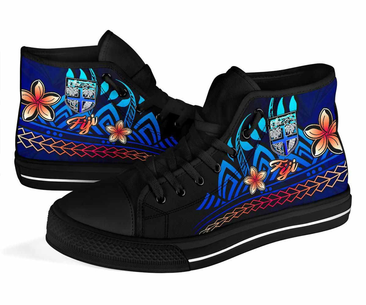 Fiji High Top Shoes Blue - Vintage Tribal Mountain 3