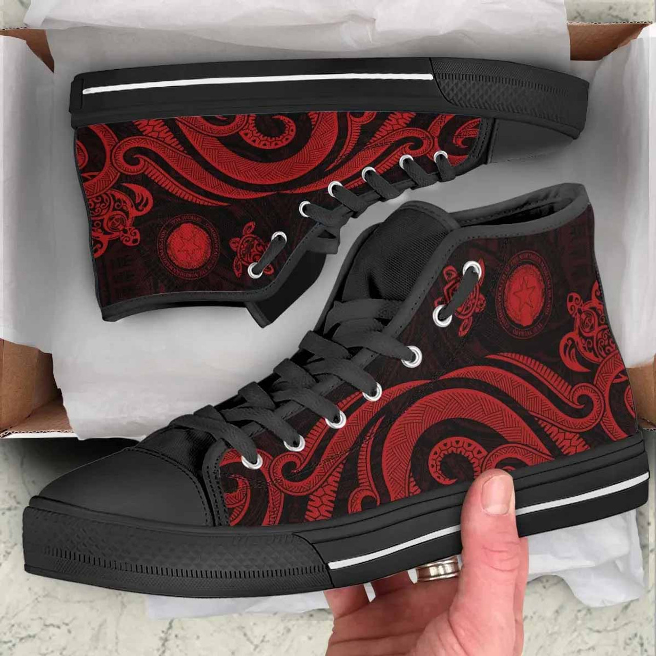 Northern Mariana Islands High Top Shoes - Red Tentacle Turtle 2