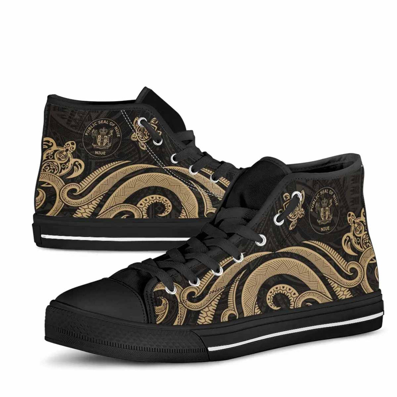 Niue High Top Shoes - Gold Tentacle Turtle 5