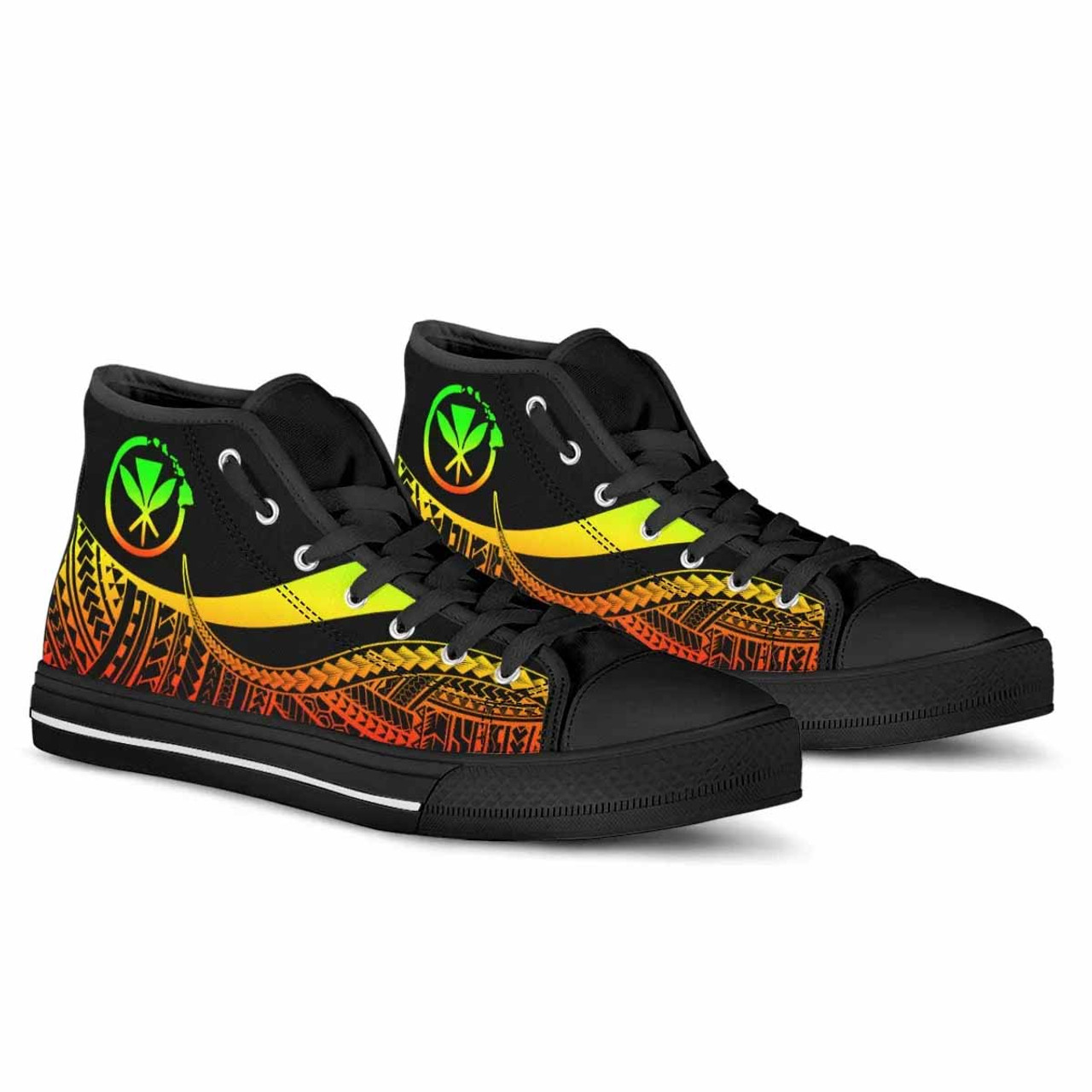 Hawaii Custom Personalised High Top Shoes Reggae - Polynesian Tentacle Tribal Pattern 3