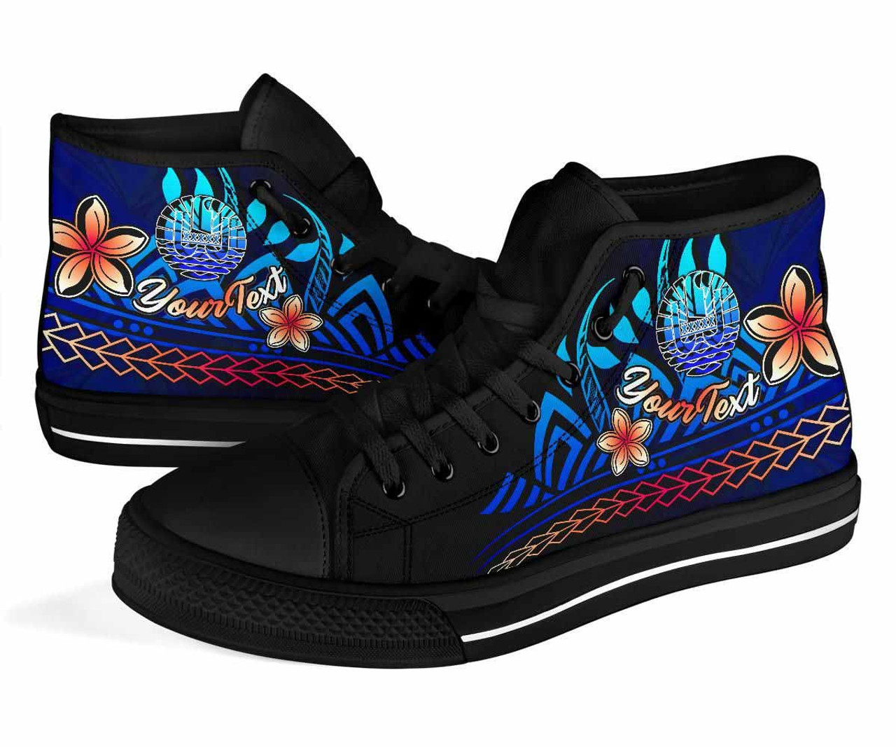 Tahiti Custom Personalised High Top Shoes Blue - Vintage Tribal Mountain 3