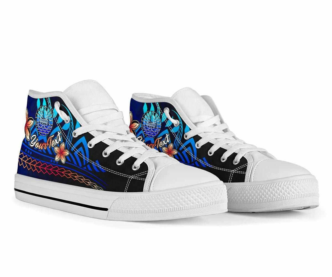 Tahiti Custom Personalised High Top Shoes Blue - Vintage Tribal Mountain 7