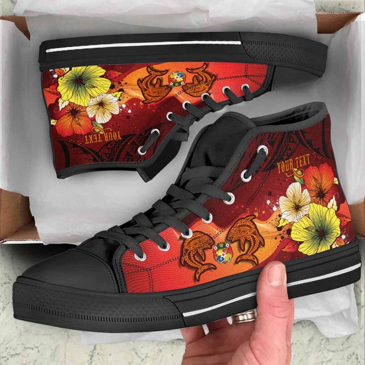 Tonga Custom Personalised High Top Shoes - Tribal Tuna Fish 2