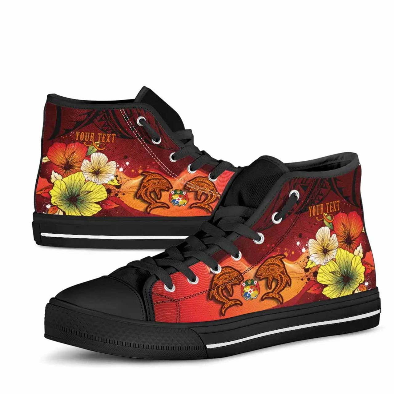 Tonga Custom Personalised High Top Shoes - Tribal Tuna Fish 5