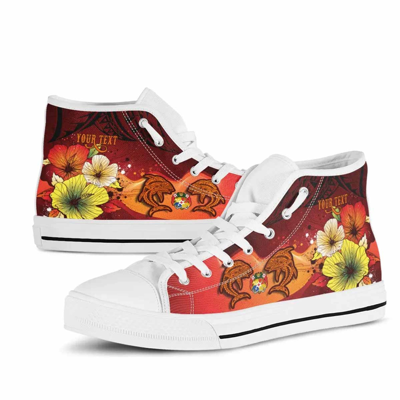 Tonga Custom Personalised High Top Shoes - Tribal Tuna Fish 10