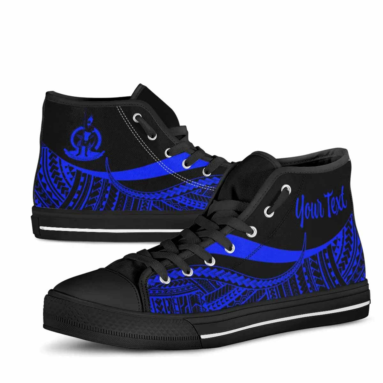 Vanuatu Custom Personalised High Top Shoes Blue - Polynesian Tentacle Tribal Pattern 4