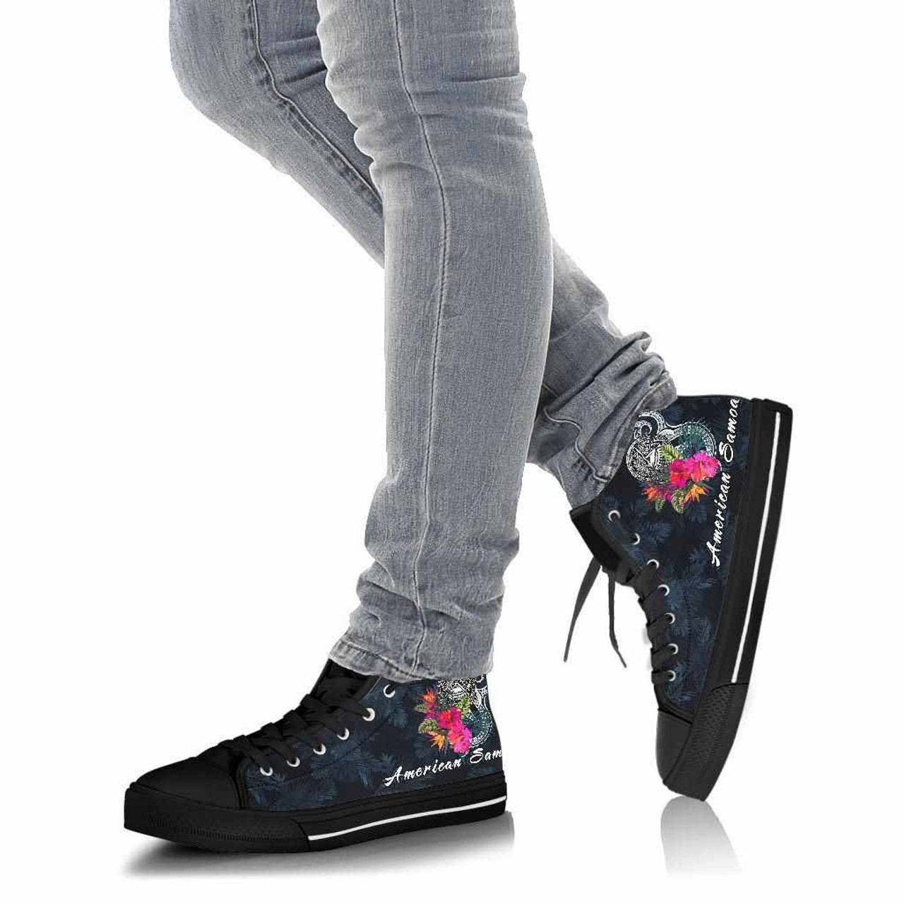 American Samoa Polynesian High Top Shoes - Tropical Flower 5