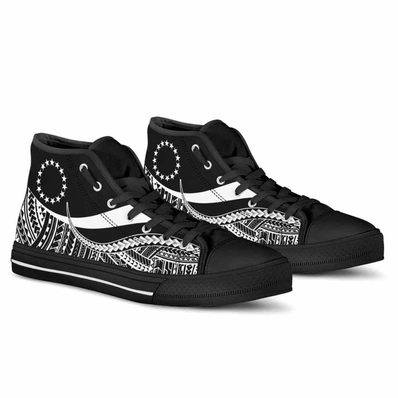 Cook Islands High Top Shoes White - Polynesian Tentacle Tribal Pattern 3