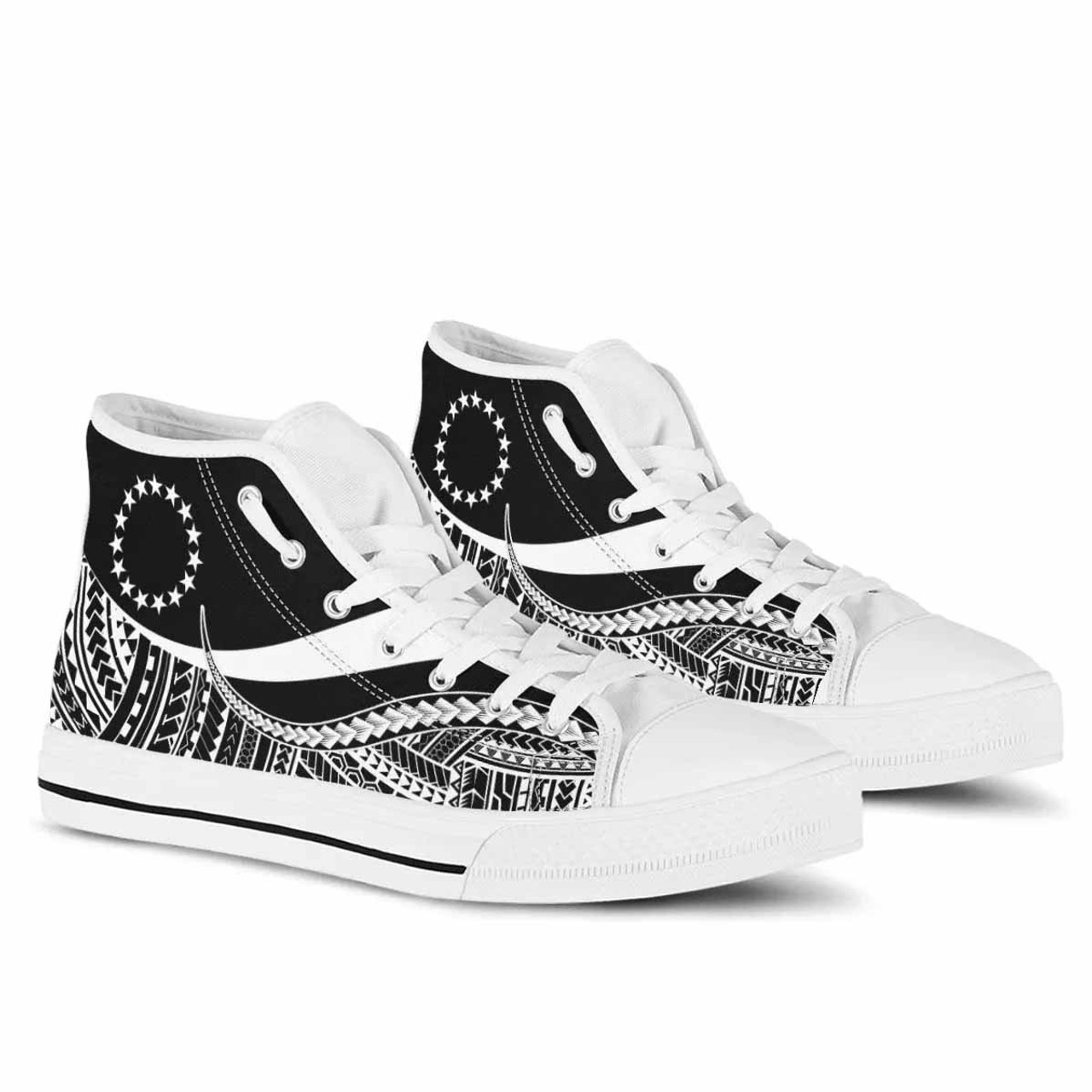 Cook Islands High Top Shoes White - Polynesian Tentacle Tribal Pattern 6