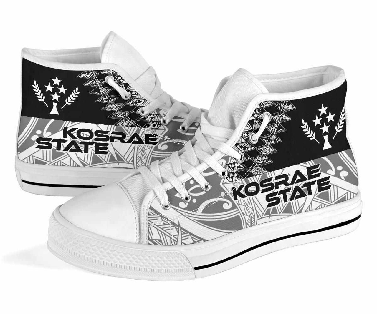 Kosrae State High Top Shoes - White Color Symmetry Style 3