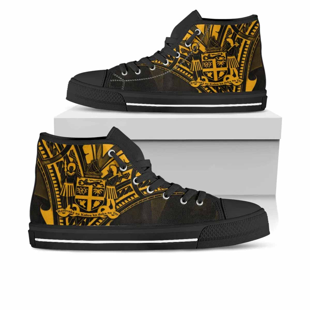 Fiji High Top Shoes - Cross Style Gold Color 1