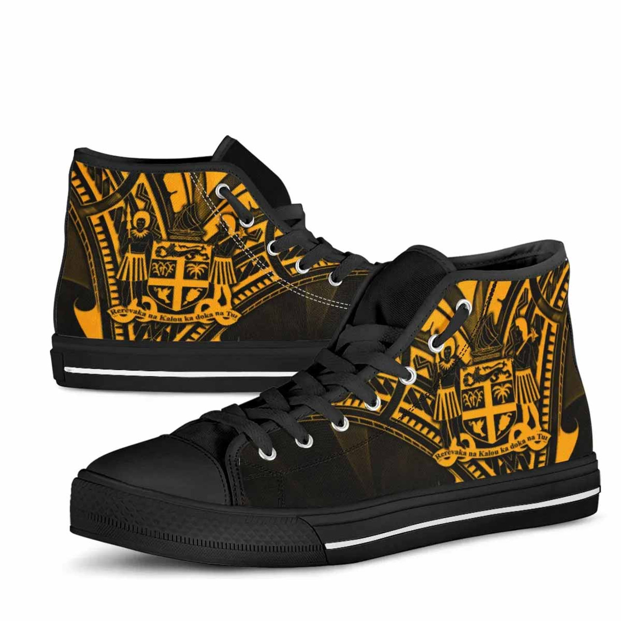 Fiji High Top Shoes - Cross Style Gold Color 5