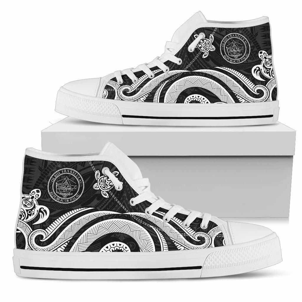 Palau High Top Canvas Shoes - White Tentacle Turtle 6