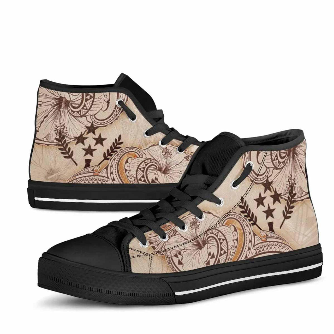 Kosrae High Top Shoes - Hibiscus Flowers Vintage Style 10