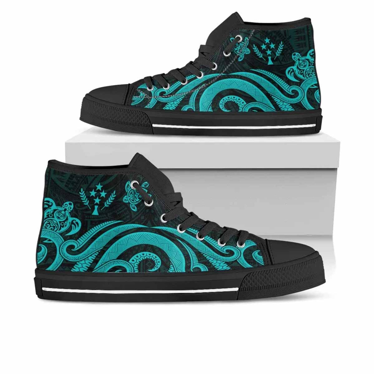 Kosrae High Top Shoes - Turquoise Tentacle Turtle 1