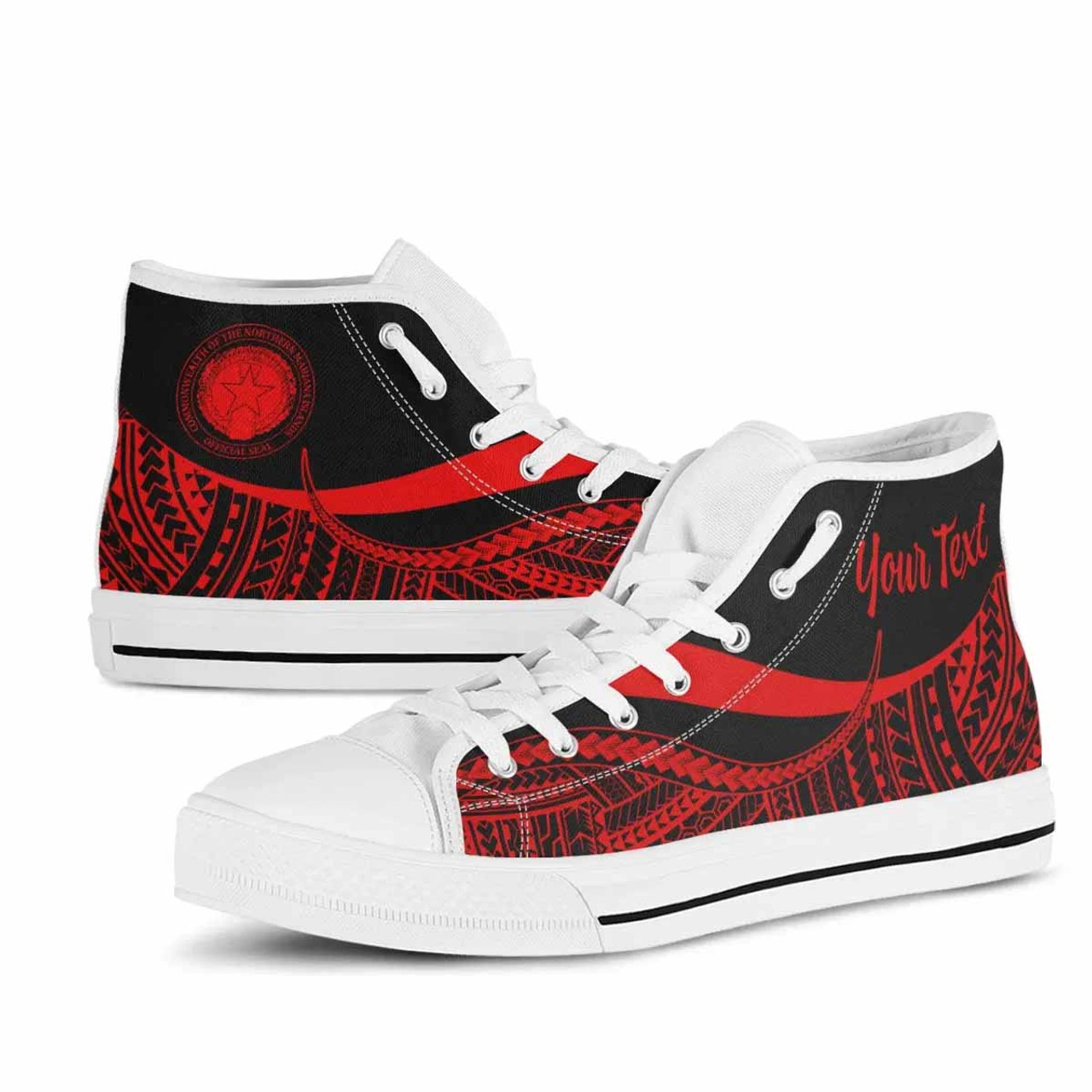 Northern Mariana Islands Custom Personalised High Top Shoes Red - Polynesian Tentacle Tribal Pattern 8