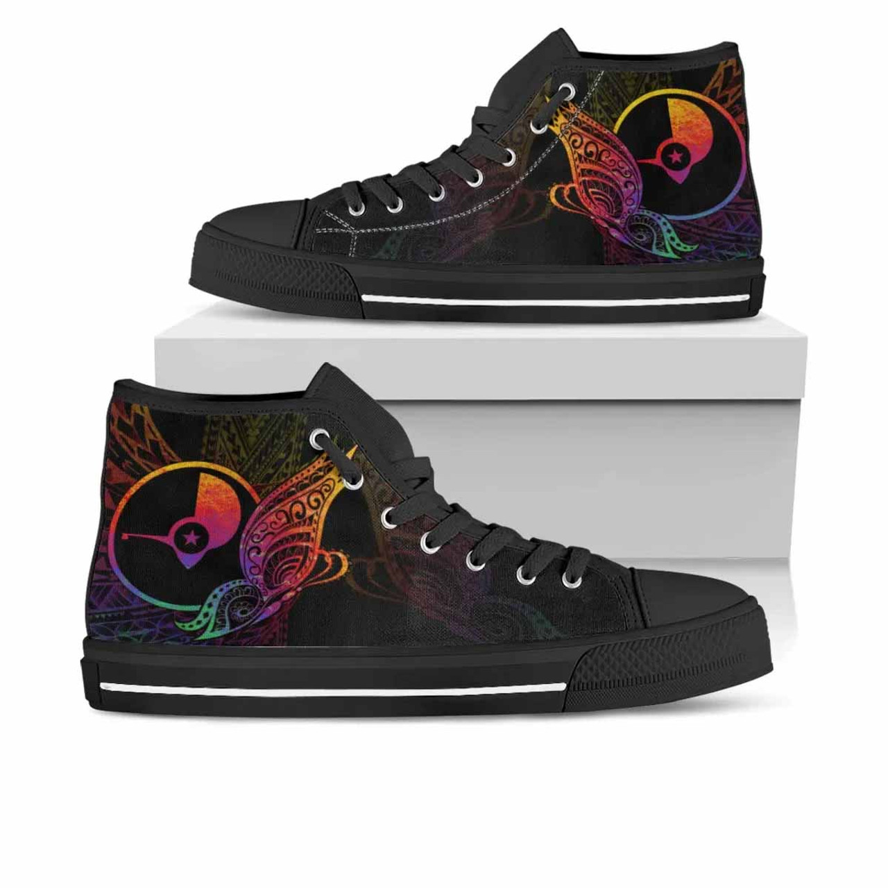 Yap State High Top Shoes - Butterfly Polynesian Style 1