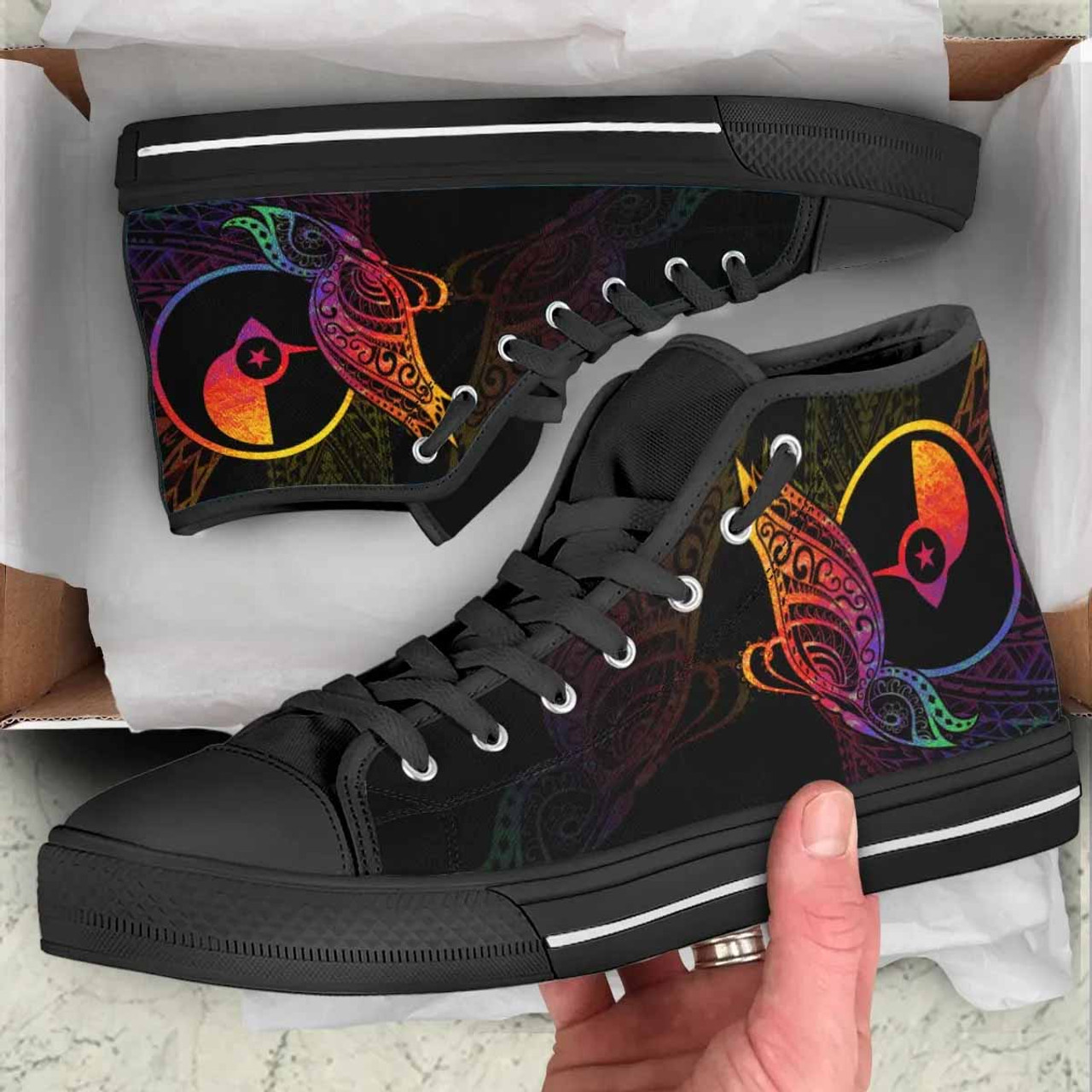 Yap State High Top Shoes - Butterfly Polynesian Style 2