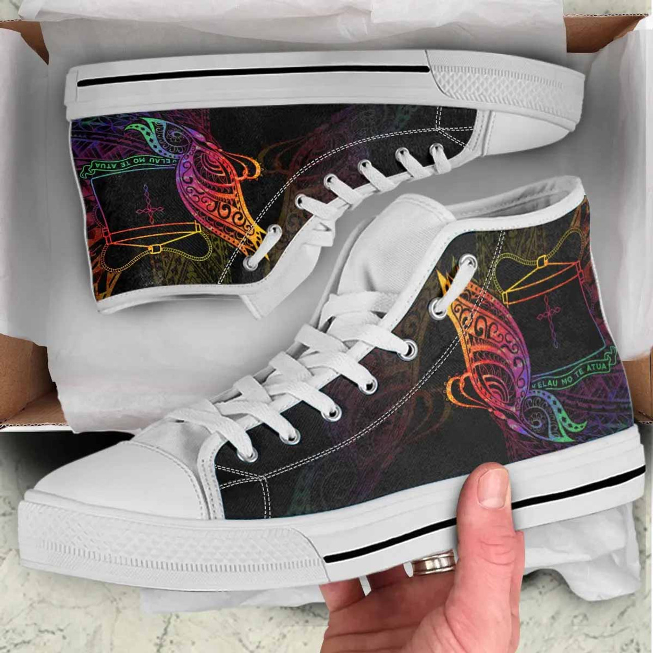 Tokelau High Top Shoes - Butterfly Polynesian Style 7