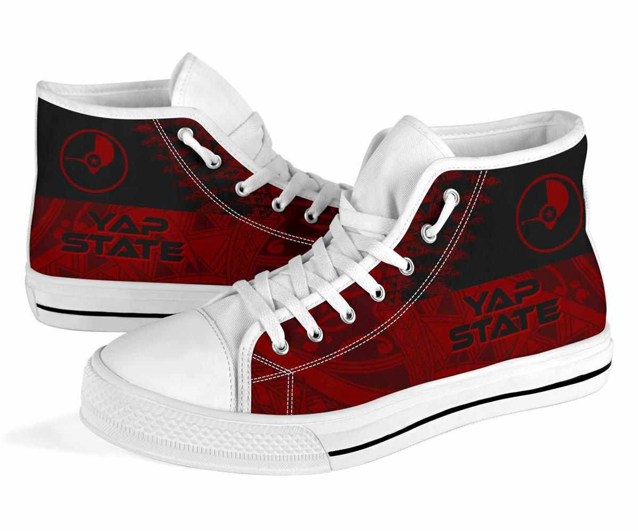 Yap State High Top Shoes - Red Color Symmetry Style 3