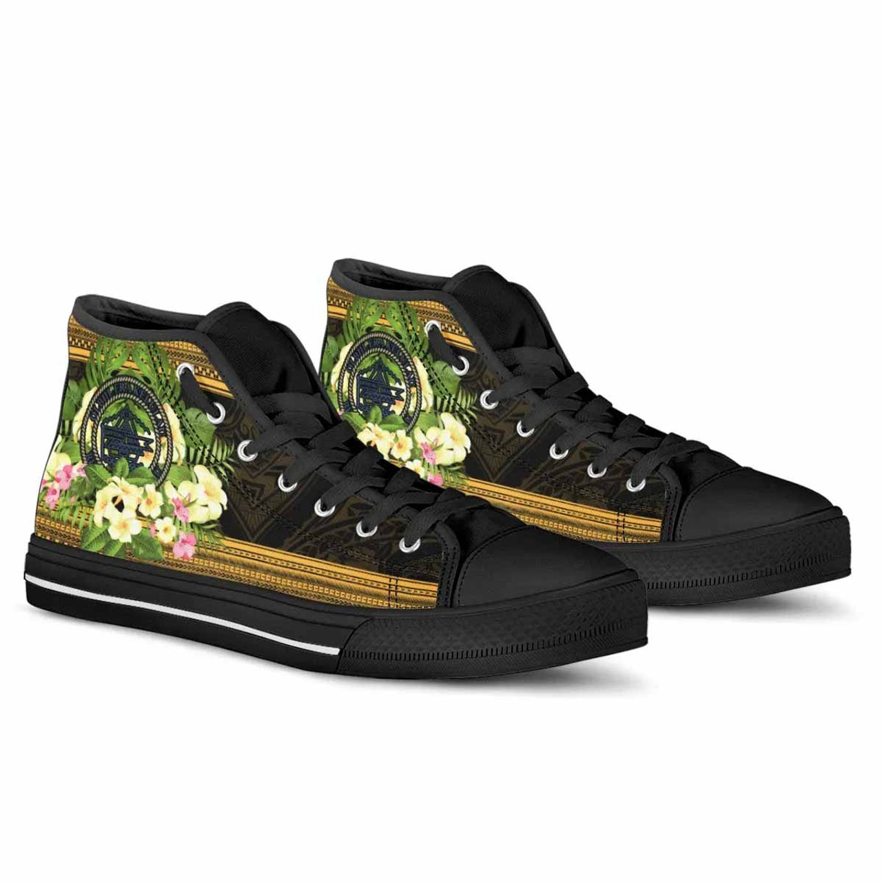 Palau High Top Shoes - Polynesian Gold Patterns Collection 4