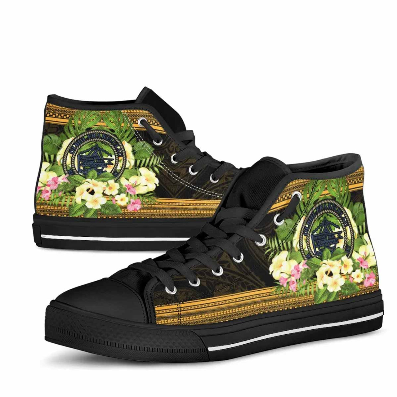 Palau High Top Shoes - Polynesian Gold Patterns Collection 5