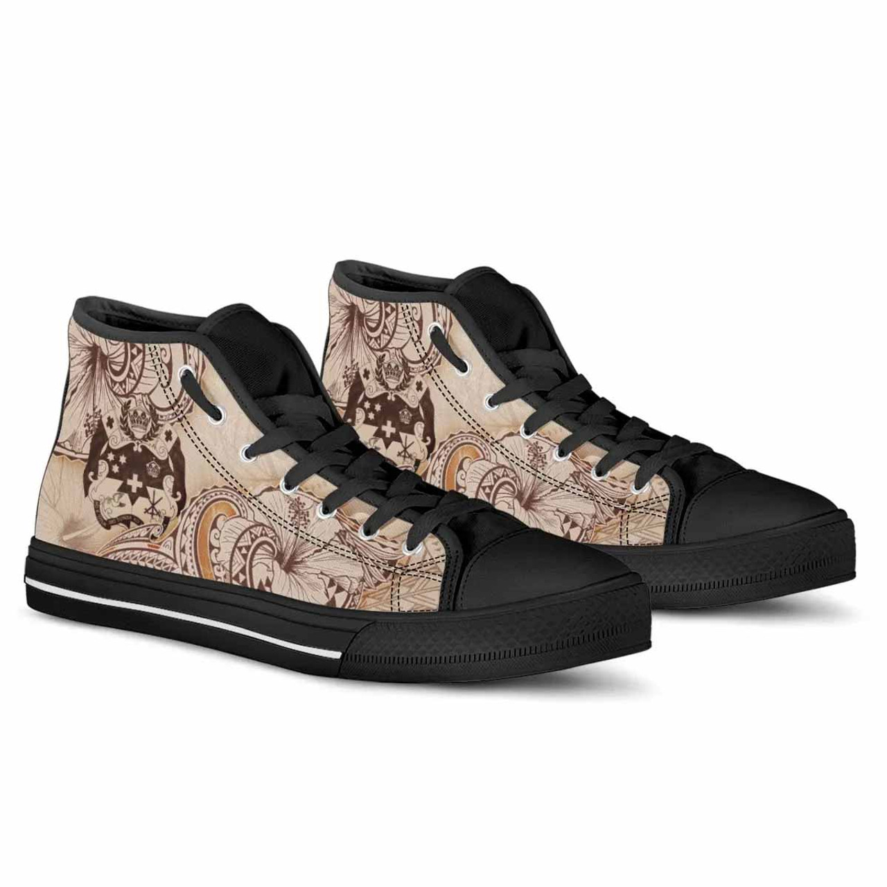Tonga High Top Shoes - Hibiscus Flowers Vintage Style