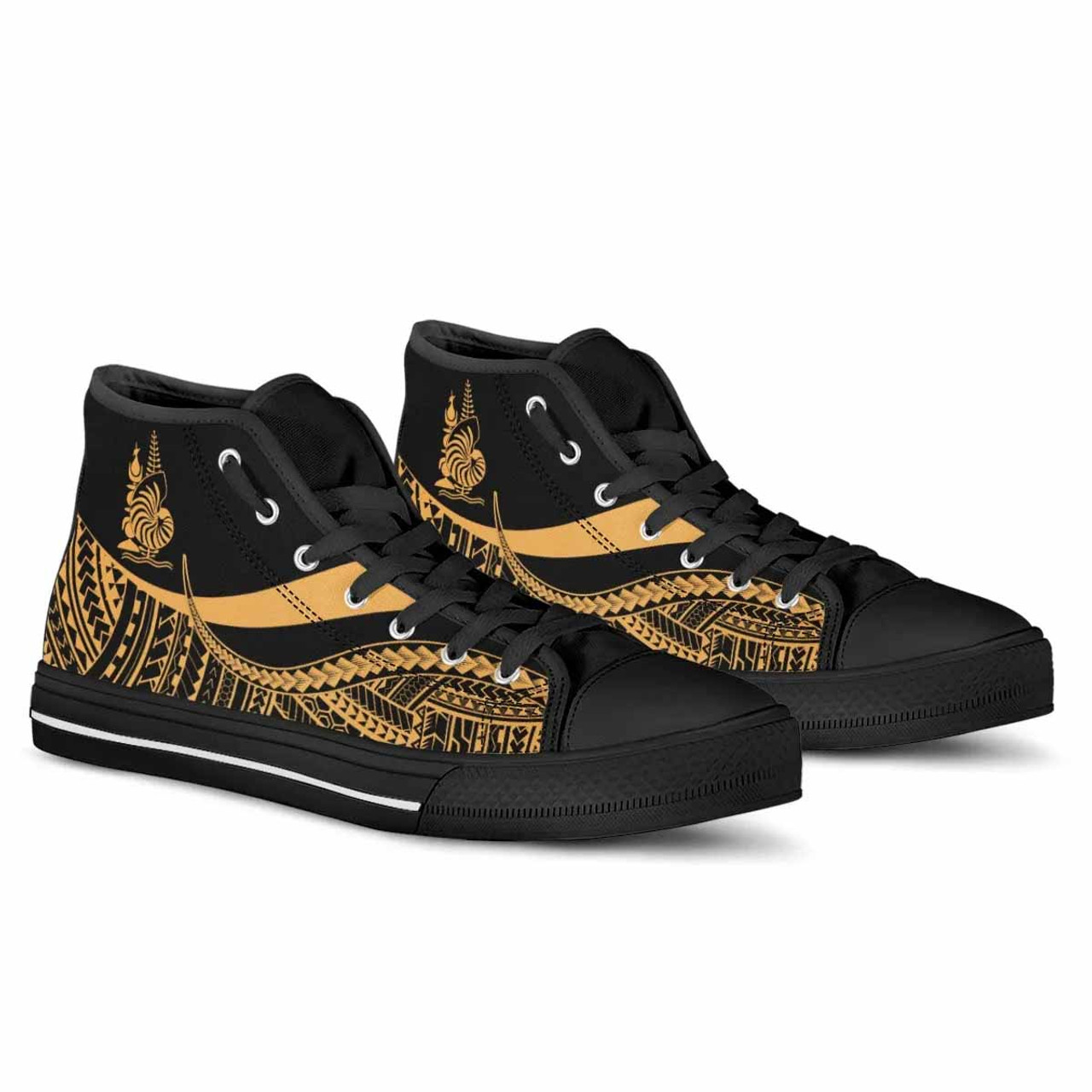 New Caledonia High Top Shoes Gold - Polynesian Tentacle Tribal Pattern Crest 3