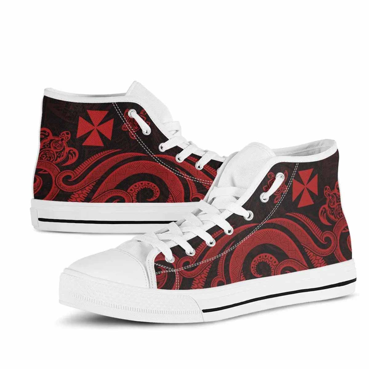 Wallis and Futuna High Top Shoes - Red Tentacle Turtle 8