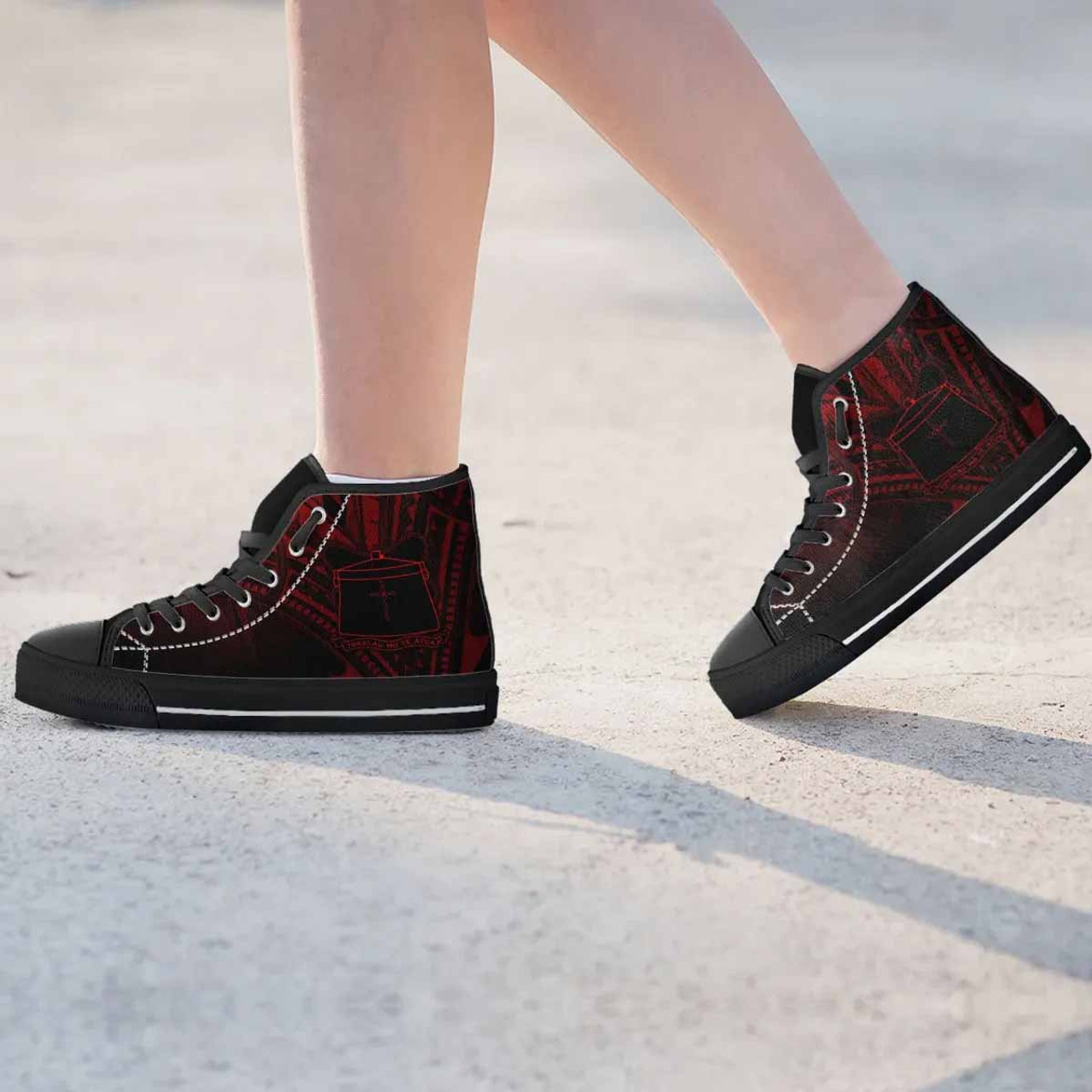 Tokelau High Top Shoes - Cross Style Red Color 3