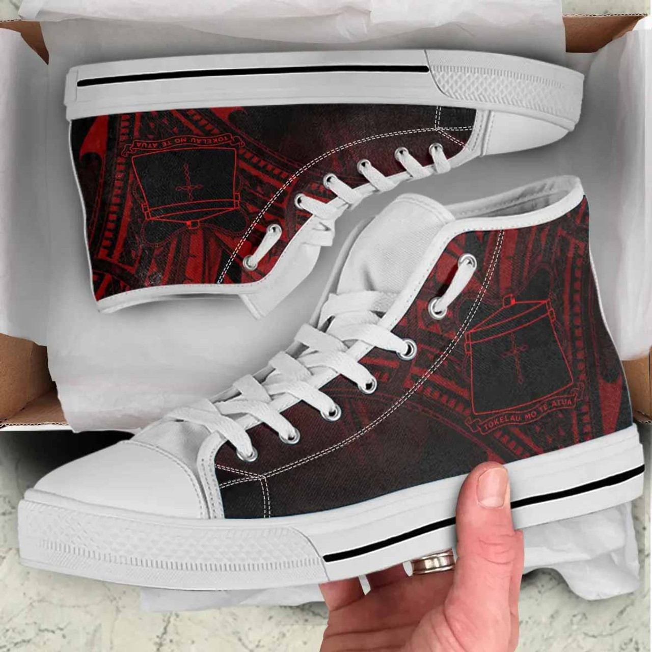 Tokelau High Top Shoes - Cross Style Red Color 7