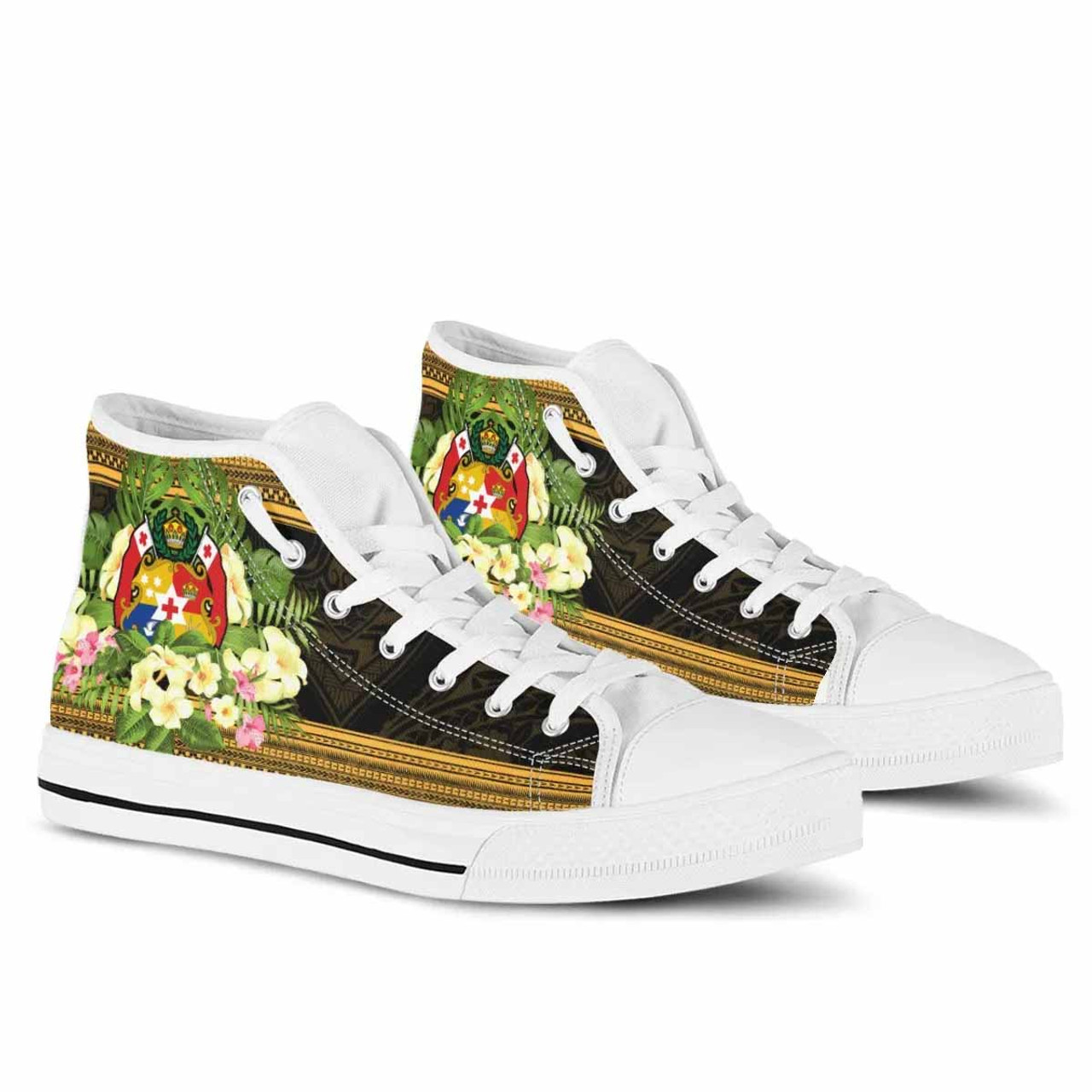 Tonga High Top Shoes - Polynesian Gold Patterns Collection 8