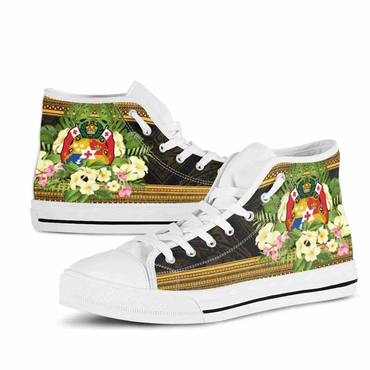 Tonga High Top Shoes - Polynesian Gold Patterns Collection 10