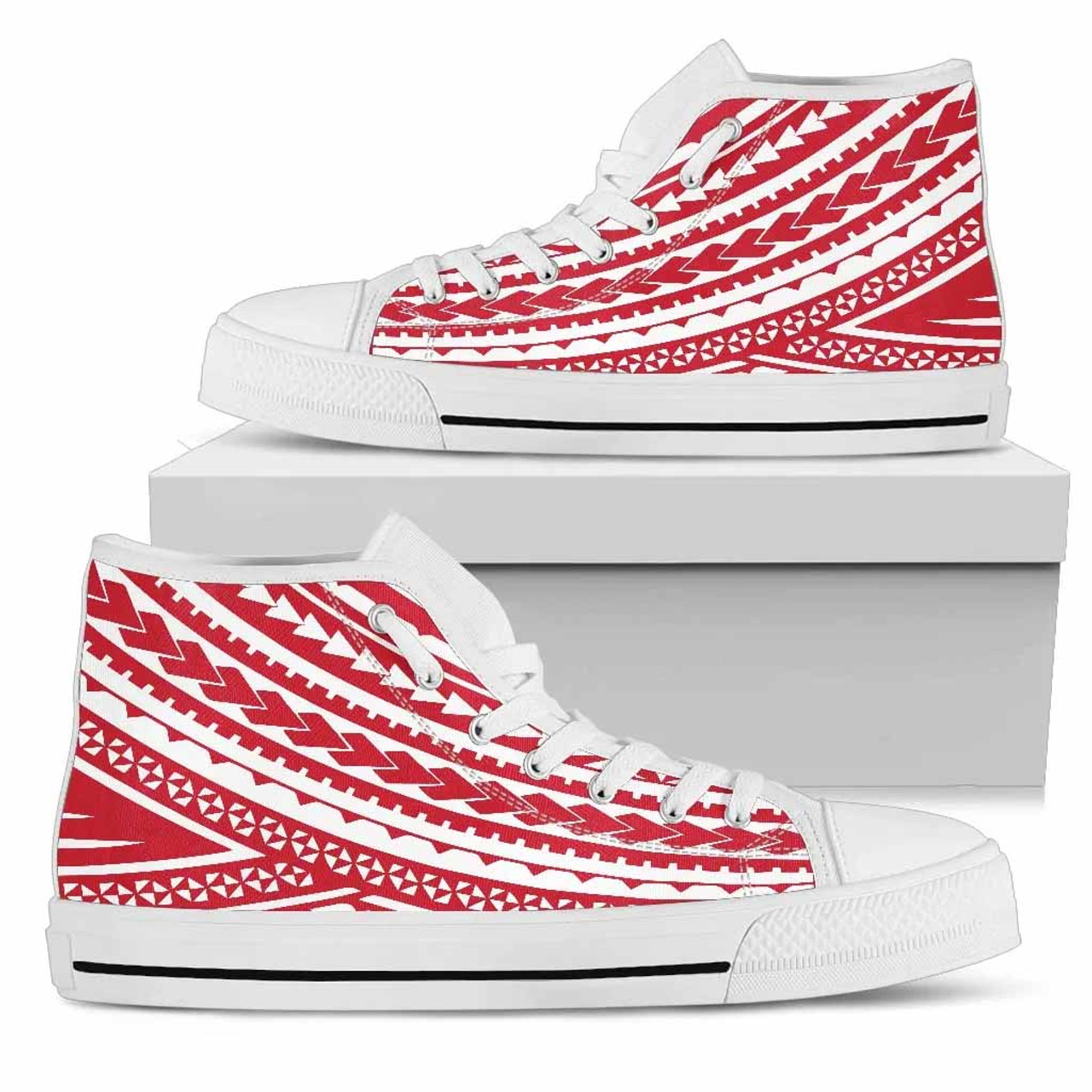 Polynesian High Top Shoes - Red Version 4