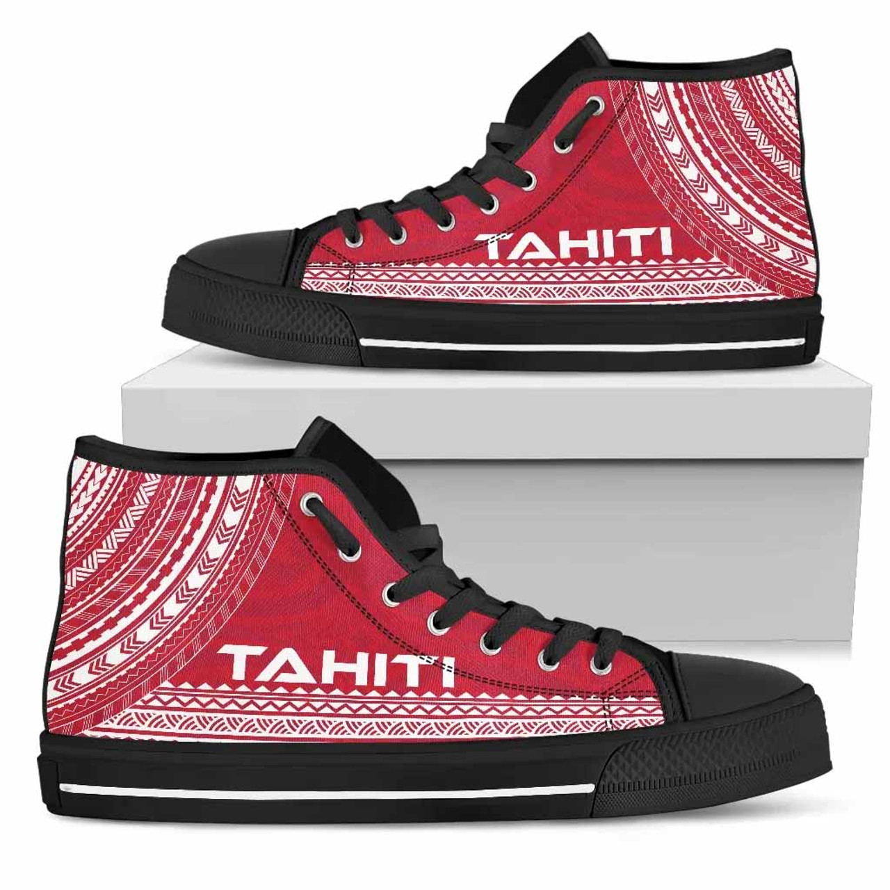 Tahiti High Top Shoes - Polynesian Flag Chief Version 2