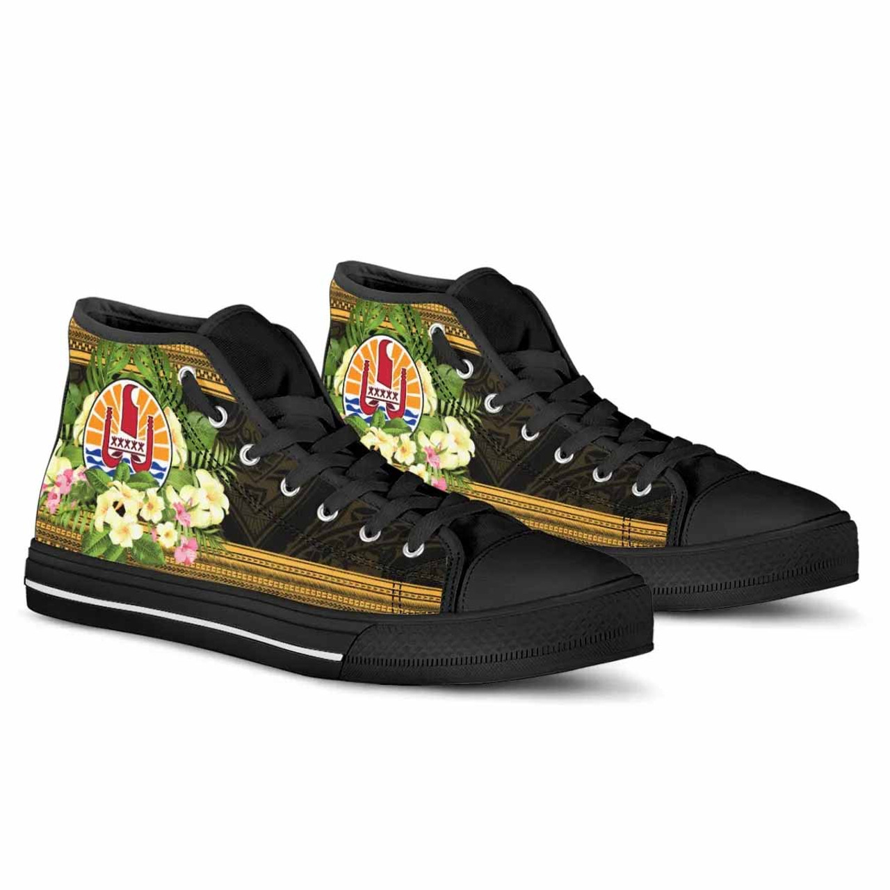 Tahiti High Top Shoes - Polynesian Gold Patterns Collection 4